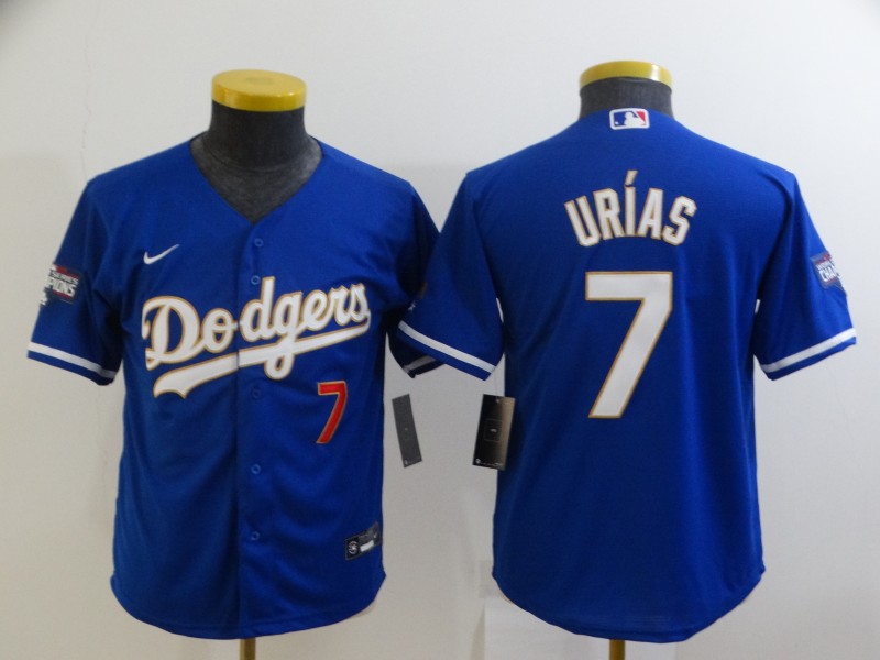 2021 youth Los Angeles Dodgers 7 Urias Blue Game 2021 Nike MLB Jersey